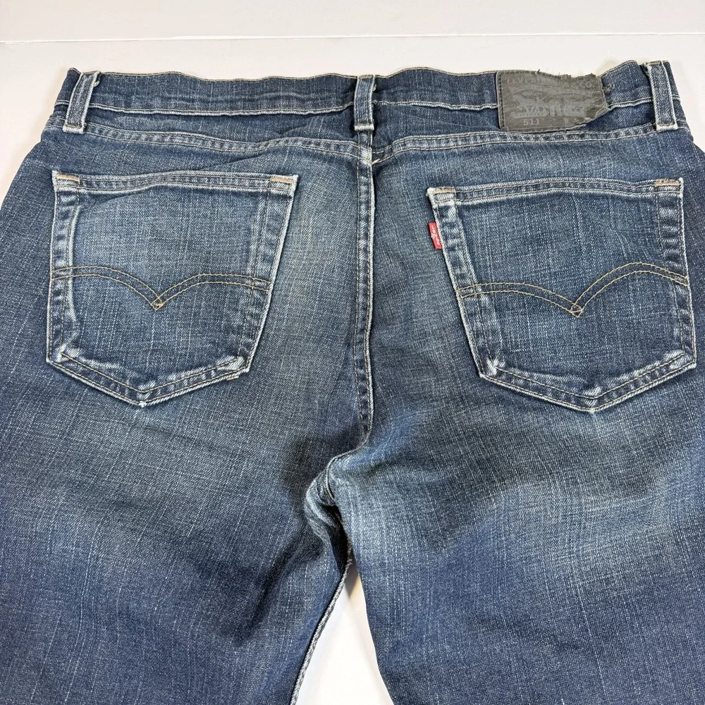Levi's 511 Jeans Mens 36x36 Blue Denim Whiskered Red Tab Low Waist Y2K Americana